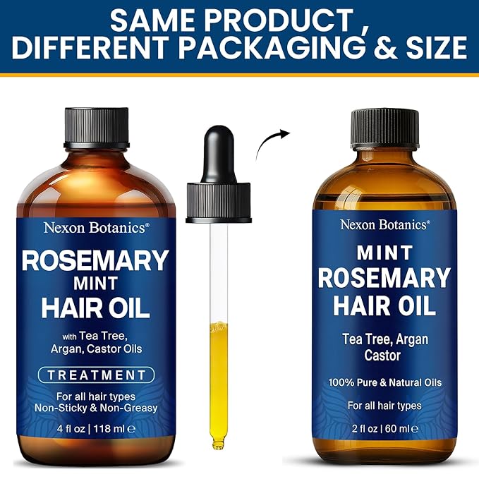 Mint Rosemary Oil for Hair Growth 2 fl oz – Lightweight, Non-Greasy Formula with Peppermint – Strengthens Strands for Healthier, Thicker Look – Nexon Botanics-VivaGrace Women