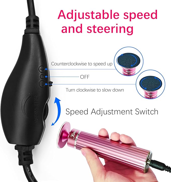 5.3'' Electric Foot Callus Remover with 80pcs Sandpaper Discs & Brush, Professional Aluminum Ergonomic Pedicure Tool, Stepless Speed & Reverse Control for Dead Skin Removal (Pink)-VivaGrace Women