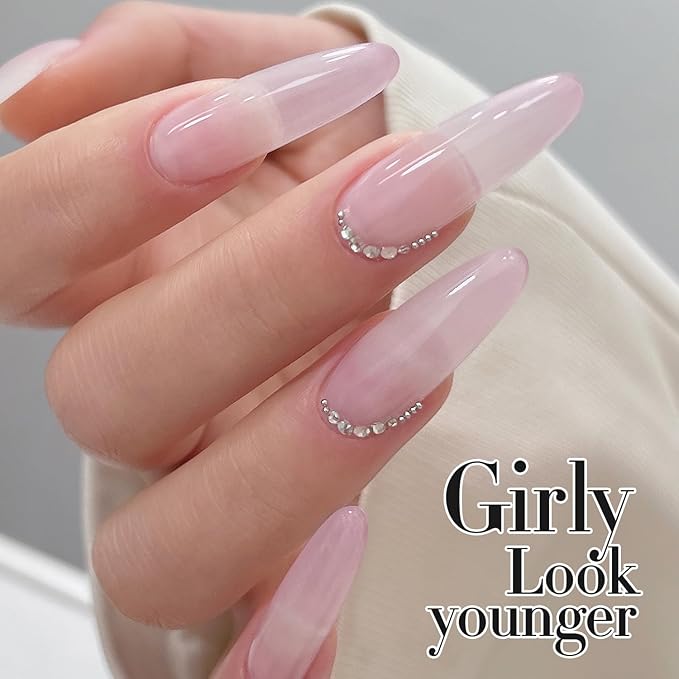 Double Rhythm Gel Polish Translucent Sheer Neutral Natural Light Milky Same Color Same Bottle 15ML Jelly Polish Art DIY at Home (Light Pink-A1381)-VivaGrace Women