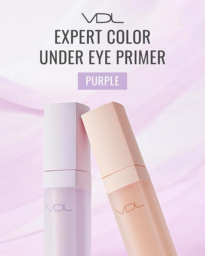 VDL Expert Color Under-Eye Primer (Purple, 0.19 oz) - Color-Correcting Concealer for Dark Circles, Uneven Skin Tone. Hydrating, Smooth. Korean Makeup.-VivaGrace Women