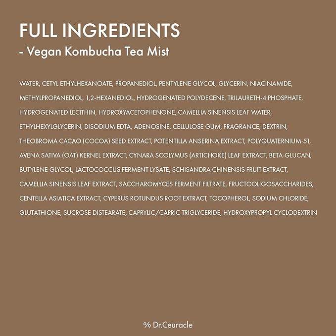 Dr.Ceuracle Vegan Kombucha Tea Mist - Hydrating Face Mist, Portable Milky Spray Serum, Korean Skincare (80 ml / 2.70 fl. oz.)-VivaGrace Women