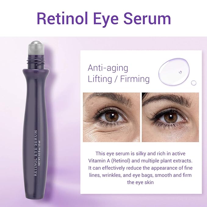RollOn Eye Serum, Moisturizing Eye Serum AntiWrinkle Skin Lifting Firming Eye Serum for Anti Aging Skin Care with Dark Circles (01)-VivaGrace Women