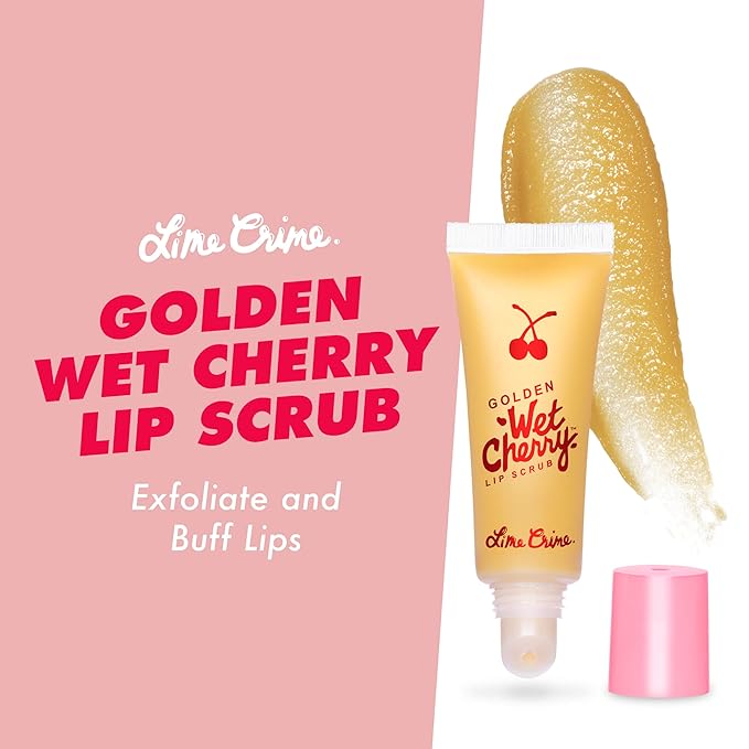 Lime Crime Golden Wet Cherry Lip Scrub - Moisturizing and Hydrating Ingredients Gently Exfoliates & Buffs Away Dead Skin - Coconut Oil & Vitamin E Helps Repair Dry, Chapped and Cracked Lips - Vegan-VivaGrace Women