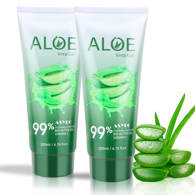 200x2 ML Aloe Vera Gel – 99% Organic Pure Aloe Vera Hydrating Face & Body Moisturizer, Natural Aloe Cream for Dry Skin, Sunburn, Acne, Soothing & Moisturizing-VivaGrace Women