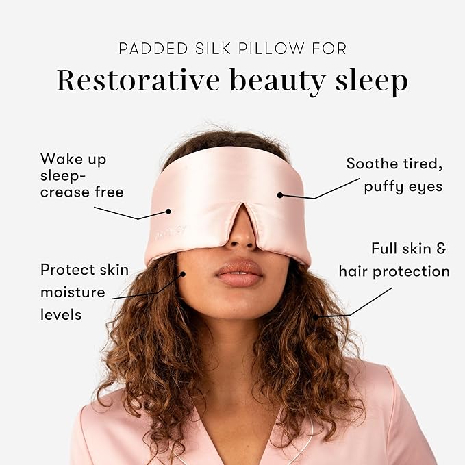 DROWSY Silk Sleep Mask. Face-Hugging, Padded Silk Cocoon for Luxury Sleep in Total Darkness. (Sunset Pink)-VivaGrace Women