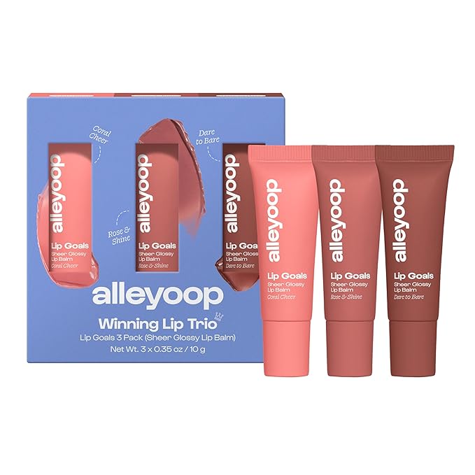 ALLEYOOP Lip Goals Trio, 3-Piece Lip Balm Set - Hydrating & Moisturizing Lip Care for Cracked Lips - Natural Plumping Lip Moisturizer That Smooths, Soothes, & Protects - Vegan-VivaGrace Women