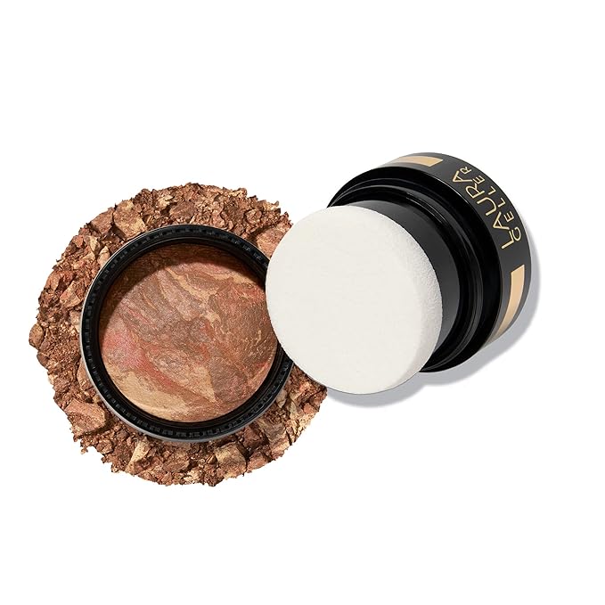 LAURA GELLER NEW YORK Award-Winning Baked Balance-n-Brighten To Go Travel Size Color Correcting Powder Foundation - Deep - Buildable Light to Medium Coverage - Demi-Matte Natural-VivaGrace Women