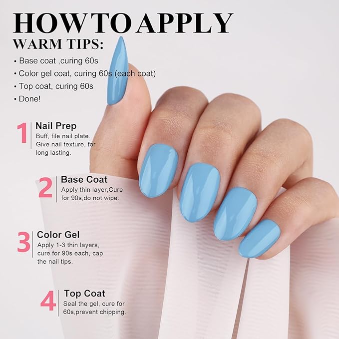 Imtiti Blue Gel Nail Polish, Baby Blue Gel Polish for Manicure Salon or DIY Nail Art at Home, 0.5 Fl Oz