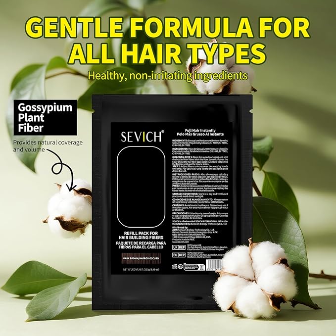 SEVICH Hair Fibers Refill 100g - Compatible with Most Brand Bottles | Hair Building Fibers for Thinning Hair | Instant Thickening Powder for Men & Women | 5-Second Natural Coverage,Light Brown-VivaGrace Women