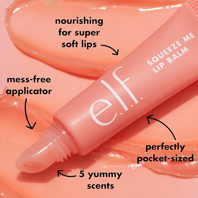e.l.f. Squeeze Me Lip Balm, Moisturizing Lip Balm For A Sheer Tint Of Color, Infused With Hyaluronic Acid, Vegan & Cruelty-free, Peach-VivaGrace Women