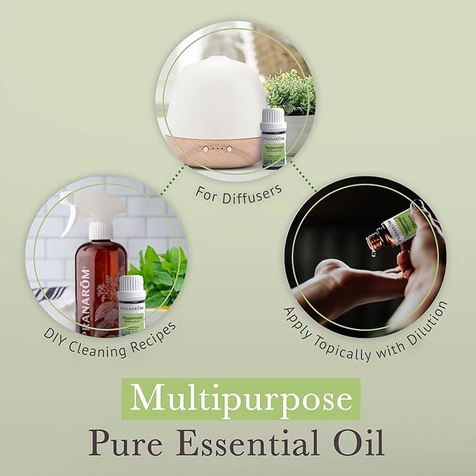 Pranarom USDA Certified Organic Peppermint Essential Oil (5ml), 100% Pure Undiluted Therapeutic Grade from India for Aromatherapy, Diffuser, Topical, Cooling, Massage & Relaxation-VivaGrace Women