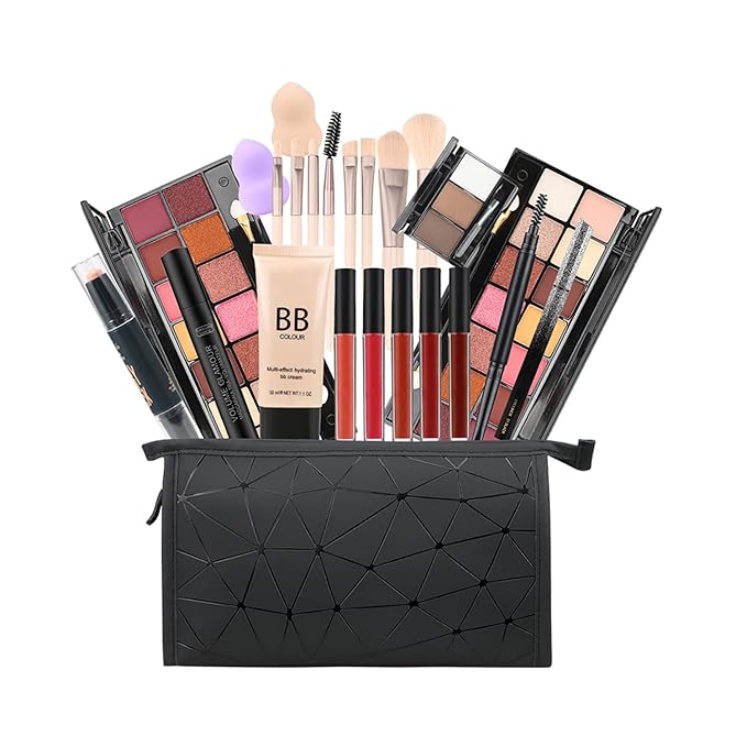 28 Pieces Makeup Kit for Women Full Kit, Eyeshadow Palette,Lip Gloss Set,Lipstick,Blush,Foundation,Concealer,Mascara,Eyebrow Pencil,Include Makeup Brush Set,Professional Makeup Kit for Teens-VivaGrace Women