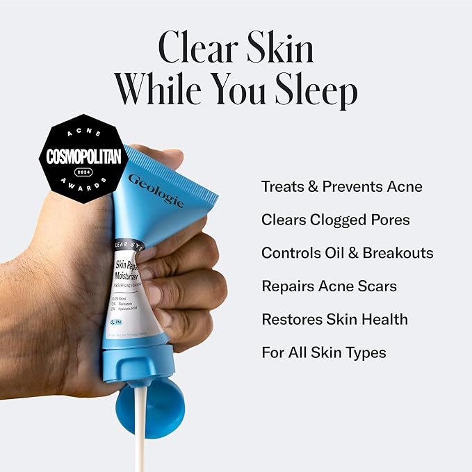 Geologie Skin Repair Moisturizer Face Cream | Clear System Retinol Resurfacing Formula | For Blemish Prone Skin with Niacinamide & Hyaluronic Acid | 60 ML-VivaGrace Women