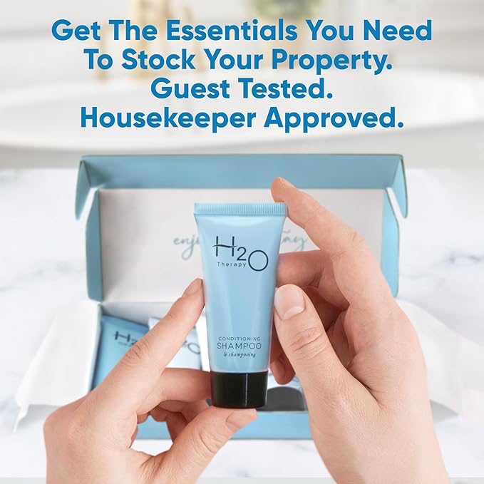 H2O Therapy Amenity & Accessory Kit | 0.85 oz Travel Size Shampoo, Conditioner, Lotion, Body Wash, Massage Bar, Cleansing Bar, Shave & Dental Sets, Make-Up Remover Wipes, & Vanity Kit | 1 set per case-VivaGrace Women