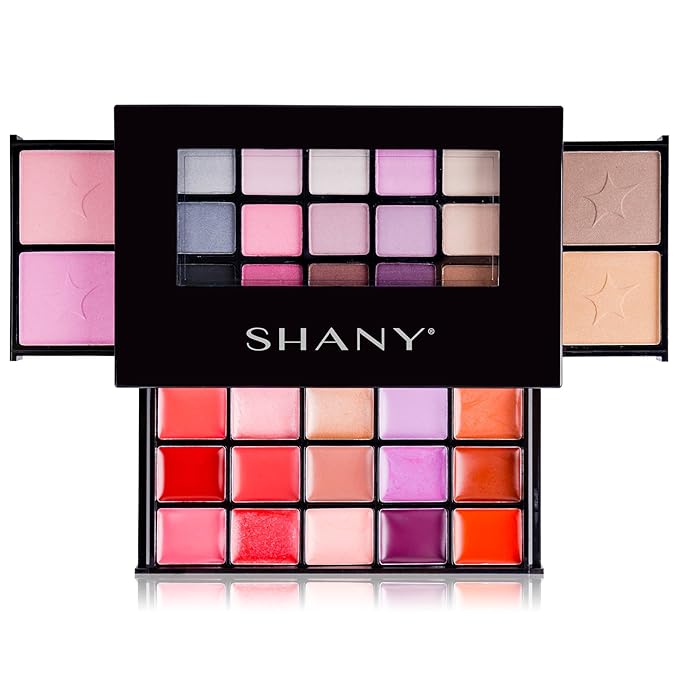 SHANY Fierce & Flawless All-in-One Makeup Set Compact with Mirror, 15 Eye Shadows, 2 Bronzers, 2 Blushes and 15 Lip/Eye Glosses, Makeup Applicators, Premium Giftable Packaging-VivaGrace Women