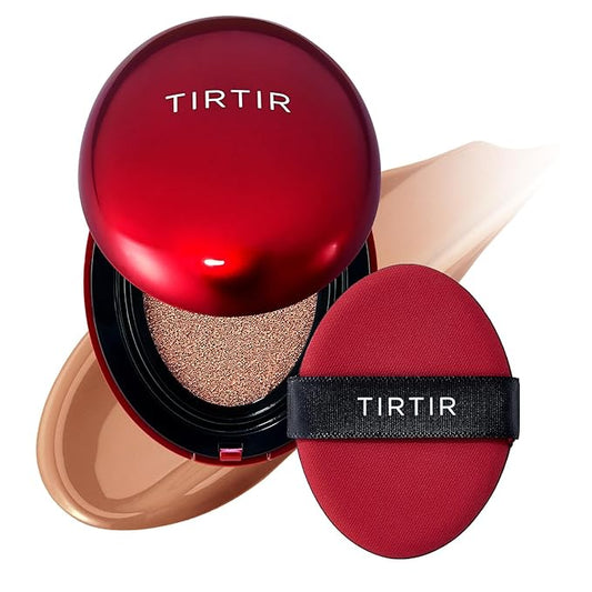 TIRTIR Mask Fit Red Cushion Foundation | Full coverage, Weightless, Skin fit, Satin Glow Finish, Korean Makeup BB Foundation, beauty, Tattoo cover up, Buildable (#34C Amber, 0.63 Fl Oz)-VivaGrace Women