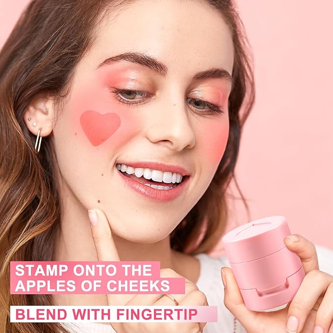 Boobeen Liquid Blush for Cheeks, Buildable & Blendable Face Blusher, Cheek Stamp Blush with Heart-shaped Applicator, Lightweight Air Cushion Blush for Velvet Matte Finish-VivaGrace Women