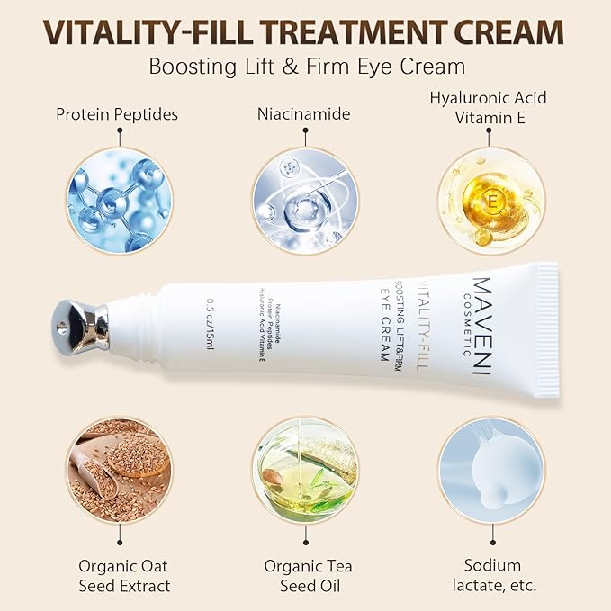 Vitality-Fill Boosting Eye Cream, Natural Anti Aging Under Eye Cream Lift & Firm,Reduce Wrinkles,Fine Lines,and Under Eye Bags,Dark Circles Under Eye Cream-VivaGrace Women
