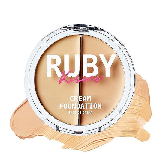 Ruby Kisses Cream Foundation 3D Face Creator 2-Color Foundation and Concealer, 12 Hour Wear Long Lasting, Medium to Full Coverage (Level 1)-VivaGrace Women