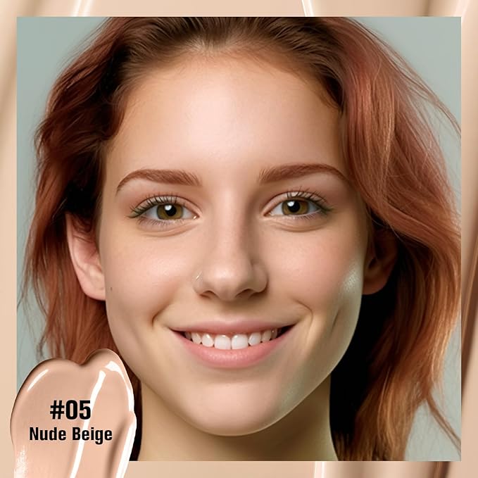 UCANBE Matte Liquid Foundation with Brush, Skincare Serum Foundation Face Makeup with Hyaluronic Acid, Medium to Full Coverage Waterproof Oil Control Longwear, for Mature Skin, Nude Beige, 1 fl. oz.-VivaGrace Women