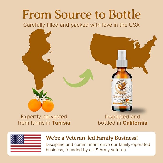 Bella Terra Oils - Organic Neroli Water 4oz - Naturally Distilled Orange Blossom Mist for a Refreshing Glow-VivaGrace Women