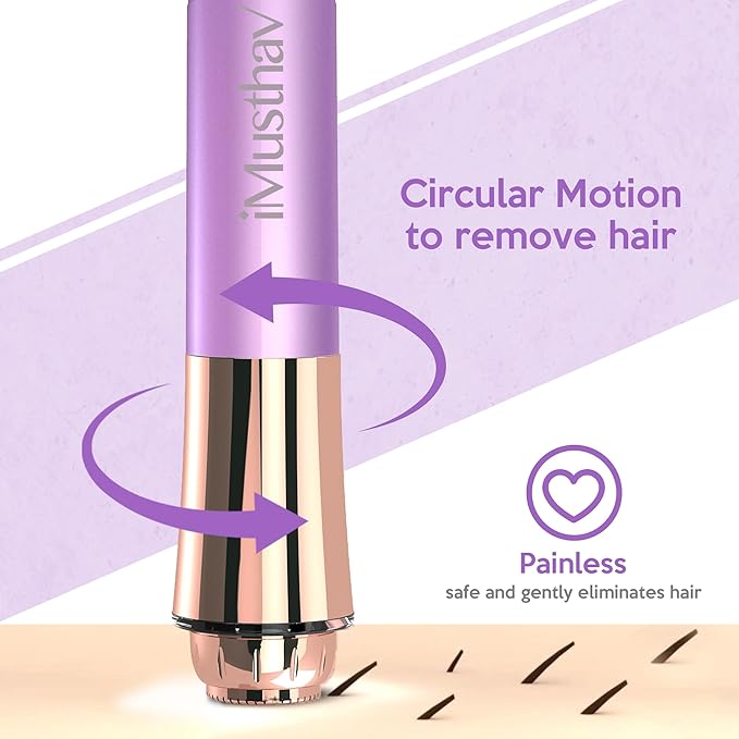 Portable Facial Hair Remover for Women – Painless, Fast & Precise Flawless Electric Razor & Epilator for Face, Lips, Chin Hair Removal – 18K Gold-Plated, 360° LED Light-VivaGrace Women