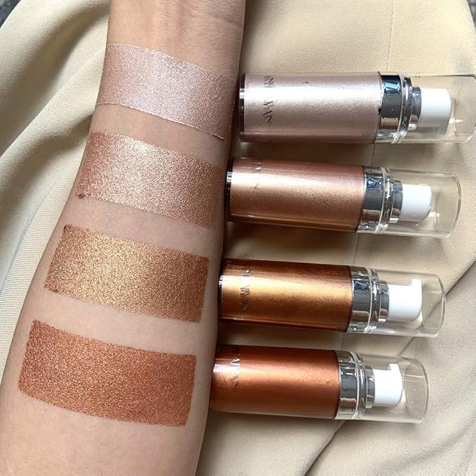 Body Face Luminizer Highlighter Cream Spray Liquid Bronzer Illuminator Glow Glistening Makeup Foundation Cheekbone & Blush Liquid Highlighter Smooth Shimmer Glow Makeup(#01 Pearl White)