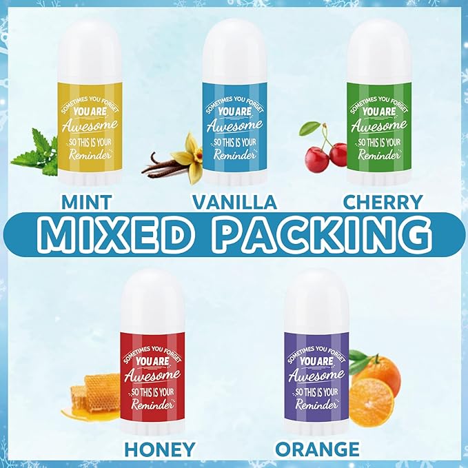 25 Pcs Thank You Gifts Mini Lip Balm Bulk Gifts for Coworkers Inspirational Appreciation Gifts Natural Ingredients Dry Chapped Lip Care Products for Employee Women Teacher, Assorted Flavors-VivaGrace Women