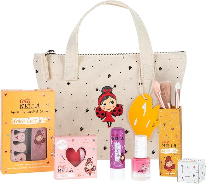 MISS NELLA Kids Makeup & Nail Polish Set for Little Girly Girls, Safe and Fun Gift - Hypoallergenic, Dermatologically Tested Kid-Friendly, Non-Toxic, Cosmetic Bag Included – Special Edition-VivaGrace Women