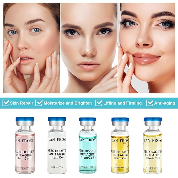 BB Facial Glow Kit Hyaluronic Acid Essence Skin Care Combination 0.17oz Hyaluronic Acid Ampoule and Essence Foundation 10 Vials Facial Serum Skin Therapy Kit-VivaGrace Women