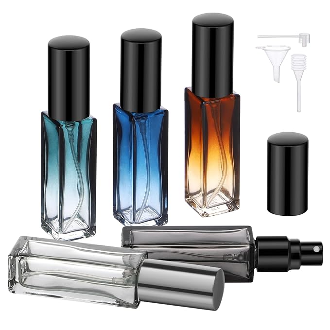 Segbeauty 5 Packs Travel Perfume Bottle Refillable, 10ML Mini Portable Glass Spray Bottles Atomizer, Empty Cologne Sample Dispenser with Funnel and Pipette, Perfume Making Kit Toiletries Container-VivaGrace Women