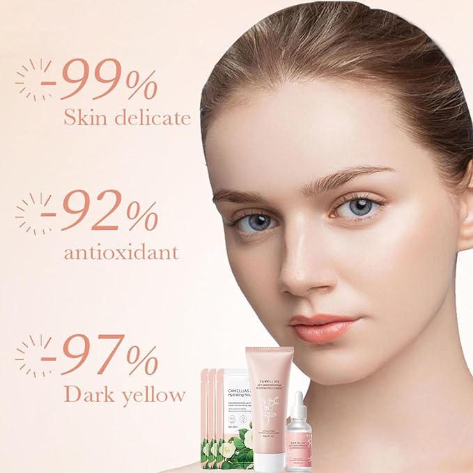 Camellia Extract Skin Care Sets, Skin Care Gift Set for Women Girls, Face Skin Care Routine Kit for Women, 5Pcs Skin Care Products Set with Cleanser,Mask, Face Serum-VivaGrace Women