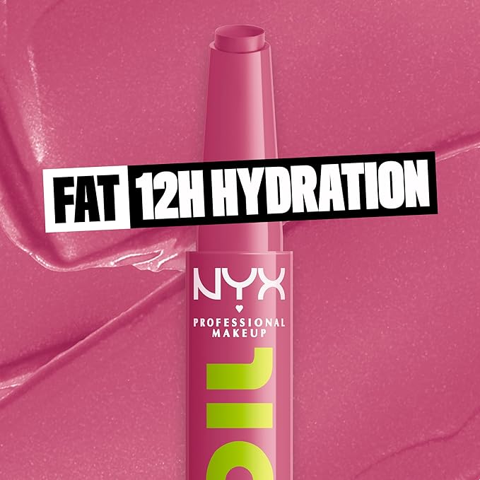 NYX PROFESSIONAL MAKEUP Fat Oil Slick Click, Lightweight, Buildable, Pigmented Vegan Lip Balm - DM Me-VivaGrace Women