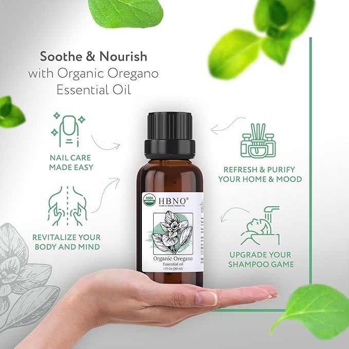 HBNO Organic Oregano Essential Oil - 1 oz (30ml) - USDA Certified Organic Oregano Essential Oil for Aromatherapy, Soap Making, DIY, Fragrances, Diffuser.-VivaGrace Women