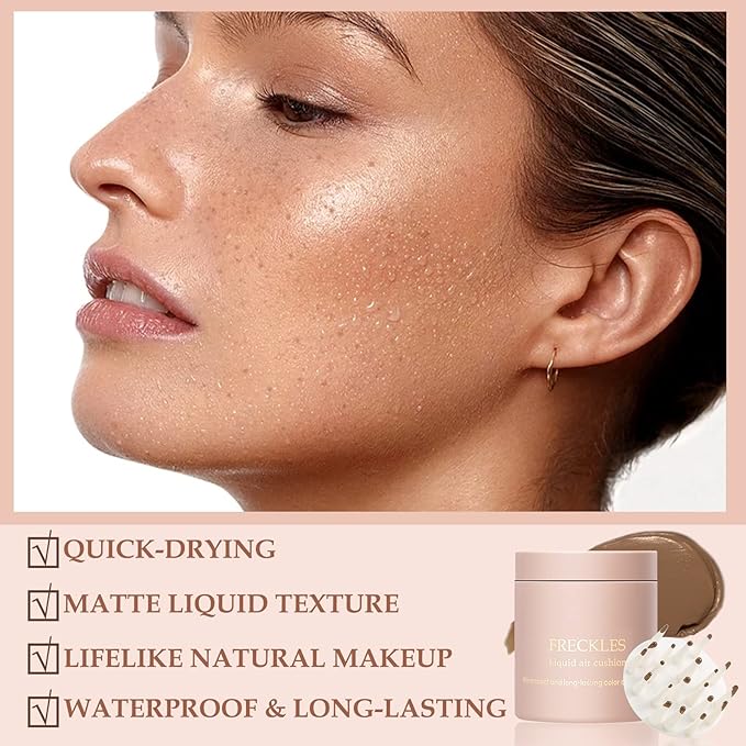Boobeen Freckle Stamp Face Freckles Air Cushion Liquid Freckle Makeup Stamp Waterproof Fake Freckle Pen Long Lasting Quick Dry Small Spot Freckle Makeup, Create Natural Freckles Makeup-VivaGrace Women