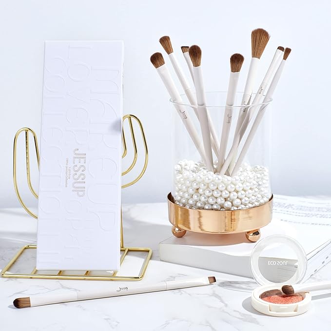 Jessup Precision Makeup Brushes 10Pcs Eye Makeup Brush Set Premium Synthetic Eyeshadow Concealer Eyeliner Eyebrow Blending Highlight Brush, Light Grey T330-VivaGrace Women