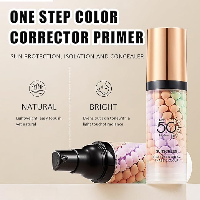 Primer for Face Before Makeup,One Step Color Corector Primer,SPF 50 PA+ 3 In 1 Sunscreen Isolation Cream,Color Correcting Facial Serum Oil Control & Moisturizing Skin Tone,Tinted Moisturizer with Spf-VivaGrace Women