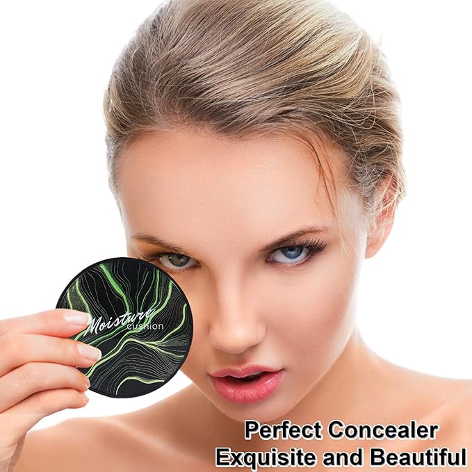 2PCS Mushroom Head Air Cushion CC Cream Foundation,Moisturizing Mushroom Head Foundation BB Cream Makeup Foundation Matte Concealer Full Coverage Long-lasting Oil Control (Natural)-VivaGrace Women