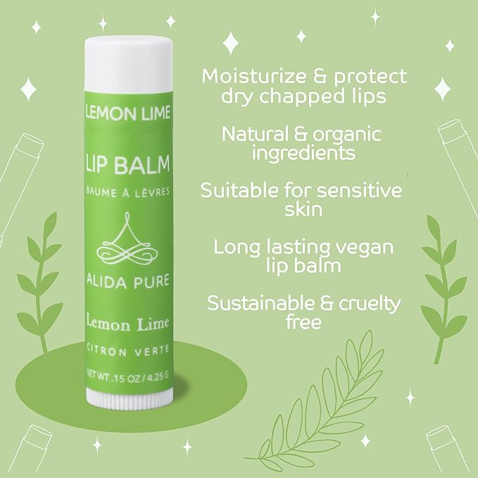 Citrus Lip Balm Collection, Vegan Lip Balm Set, Bees Wax Free, Coconut Oil Free, Avocado Oil, Organic Jojoba Oil, Vitamin E, Natural Moisturizer For Dry Cracked Lips, 3 Tube Set-VivaGrace Women