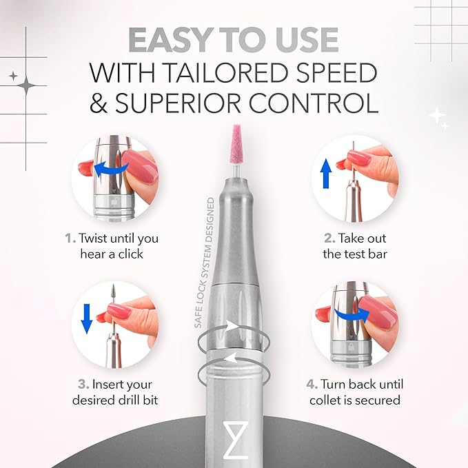 M Mase- Professional Nail Drill Machine - Coreless 2-in-1 Nail File - Electric, Cordless, 35000 RPM, HD Display - Electric Nail Drill for Professional & Home Use (White)-VivaGrace Women