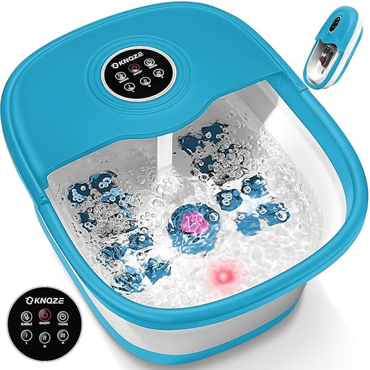 Collapsible Foot Spa with Heat, Remote Control, Temperature Control, Bubbles, Pumice Stone, Red Light, Timer, 16 Massage Roller Pedicure Foot Bath Tub Foot Soaker for Relaxation & Stress Relief-VivaGrace Women