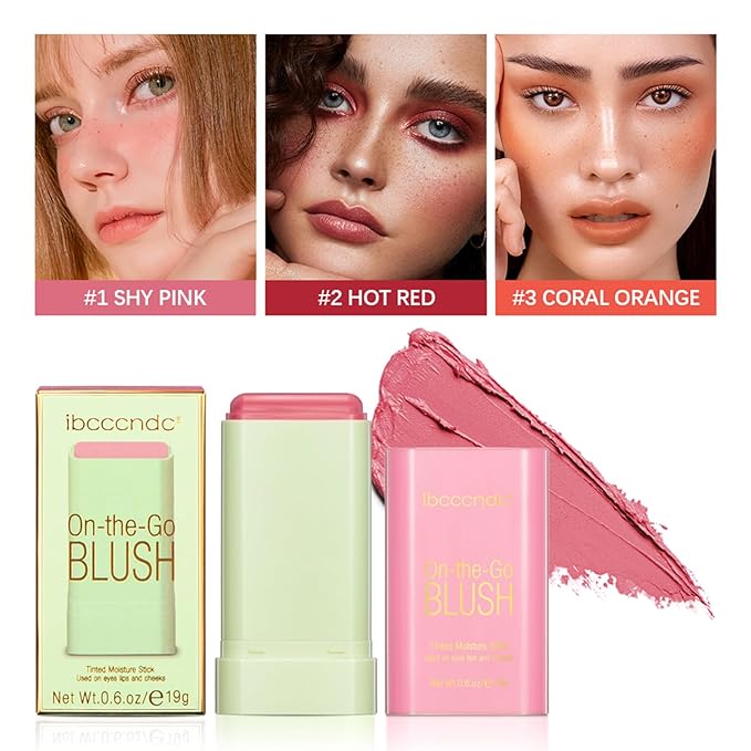 MEICOLY Multi Use Makeup Blush Stick,On-the-Go 2-in-1 Lip Cheek Cream Blush Stick,Waterproof Solid Face Blush Makeup Cheek Tint,Natural Matte Blush Stick for Cheeks,Tinted Moisture Stick,01 Shy Pink-VivaGrace Women