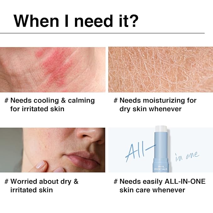 THESAEM Snail Essential EX Cooling Solution Stick Balm – Under Eye Depuffing & Soothing – Face & Eye Serum Treatment – With Snail Collagen & Aquaxyl for Moist Glow, 0.38oz.-VivaGrace Women