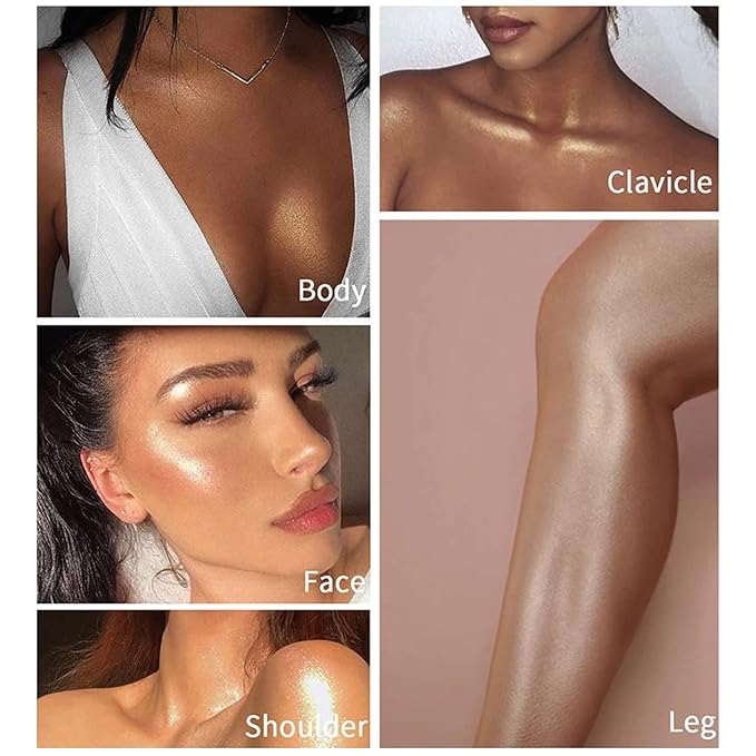 AKARY Liquid Highlighter Makeup for Face Body, Contour Foundation Illuminator Boom Stick, Highlighting Shade Longwear Shimmer Glow Makeup, Valentine's Day gift (01 Pearlescent White + Warm Brown)-VivaGrace Women