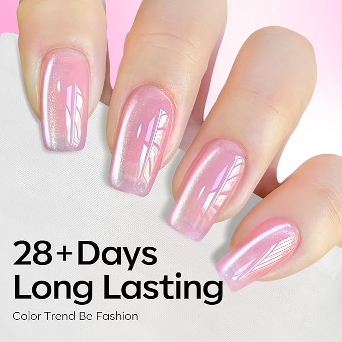 Modelones Cat Eye Gel Nail Polish, 6 Colors Glitter Summer Pink Blue Green Blue Gel Polish Set with Magnet Sparkle Translucent Nail Polish Kit Soak Off Led Nail Art Manicure Salon DIY Gifts-VivaGrace Women