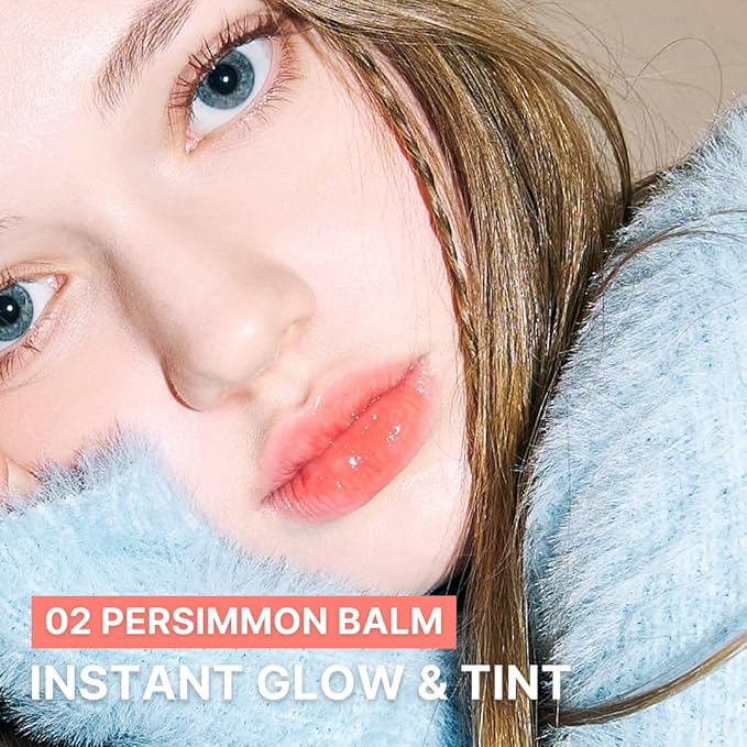 AOU GLOWY TINT BALM Tinted Lip Balm with Natural Gloss Instant Hydration for Chapped Lips 0.12Oz (02 Persimmon Balm)-VivaGrace Women