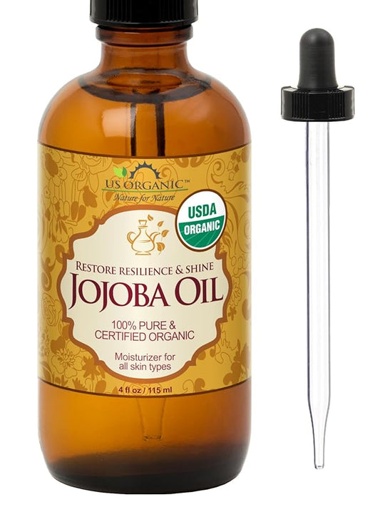 US Organic Jojoba Oil, USDA Certified Organic,100% Pure & Natural, Cold Pressed Virgin, Unrefined, Haxane Free, Sourced from Middle East Directly (Medium (4oz, 115ml))-VivaGrace Women