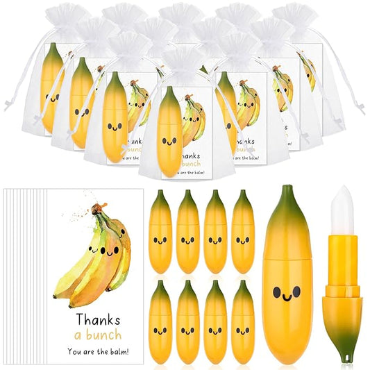 50 Pcs Employee Appreciation Gifts Bulk Banana Lip Balms Staff Appreciation Gift Bulk Lip Balm Gift Set Thank You Gift Lip Care Cream for Coworker Teacher Nurse Women Friend Baby Shower Favors-VivaGrace Women
