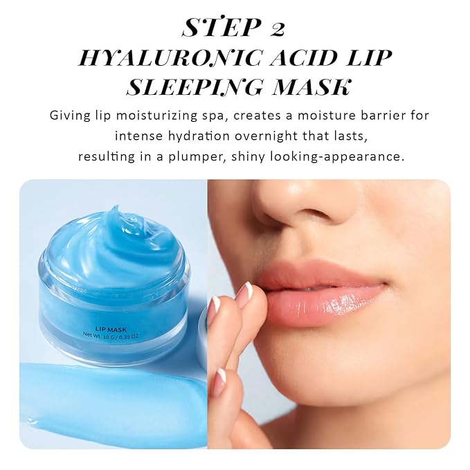 ANAI RUI Lip Therapy Set, Lip Scrub & Lip Mask, Overnight Moisturizing Lip Care Kit, Suagr Lip Exfoliator and Lip Sleeping Mask for A Soft Lips, Lip Gift Set for Dry, Chapped, Dark Lips, Blueberry-VivaGrace Women