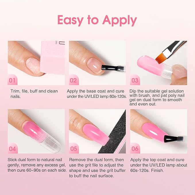 ROSALIND 14 Colors Poly Nail Gel Kit with Mini Nail Lamp Pink Brown Poly Nails Gel Kit Starter Kit With Slip Solution Kit Pink Extensions Gelfor Nail Manicure Beginner-VivaGrace Women